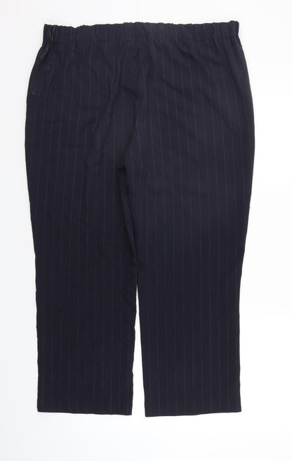 BONMARCHE Womens Blue Striped  Trousers  Size 16 L24 in - Elastic Waist Band