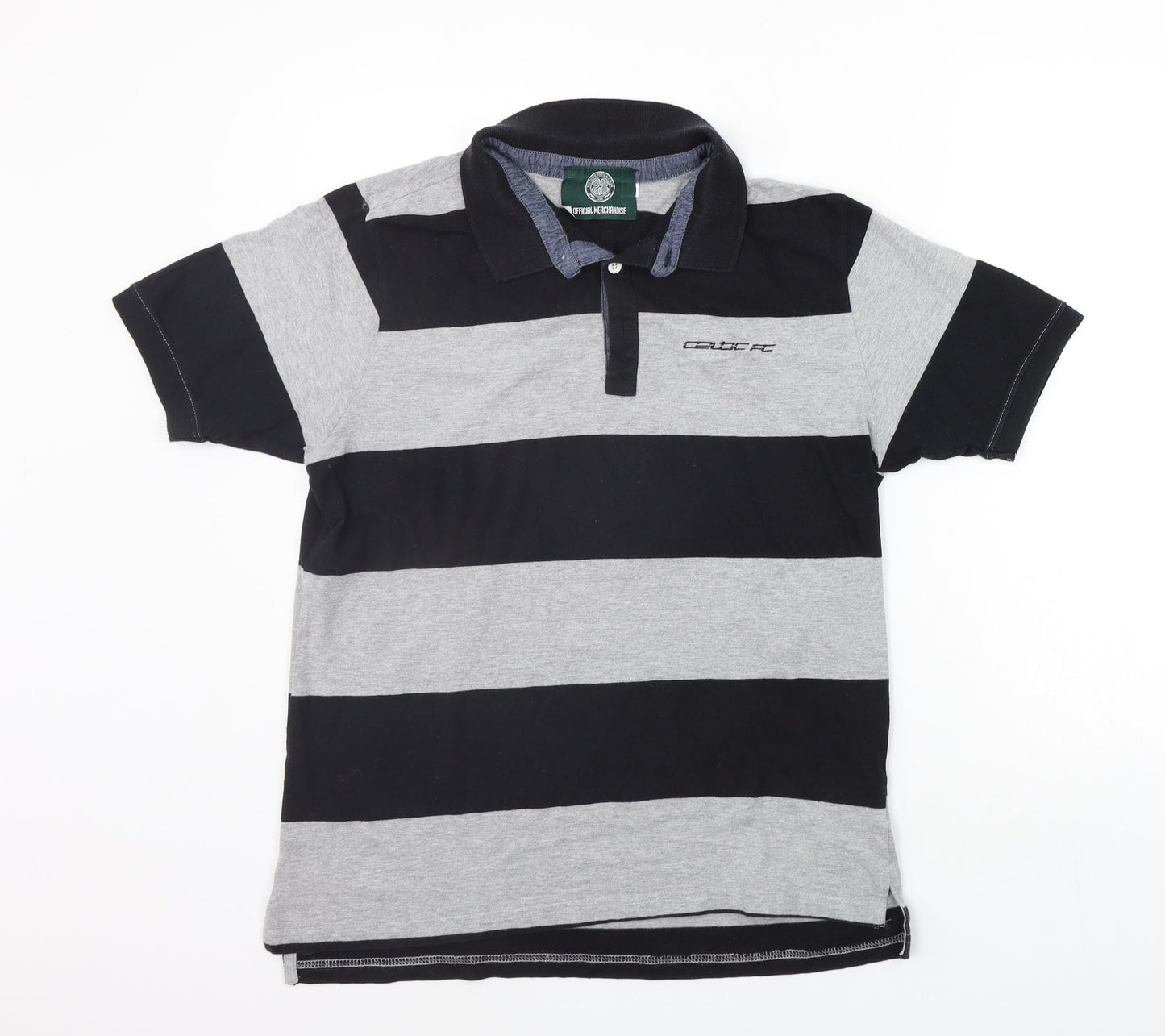 Celtic Football Club Womens Black Striped  Basic Polo Size S