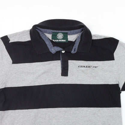 Celtic Football Club Womens Black Striped  Basic Polo Size S