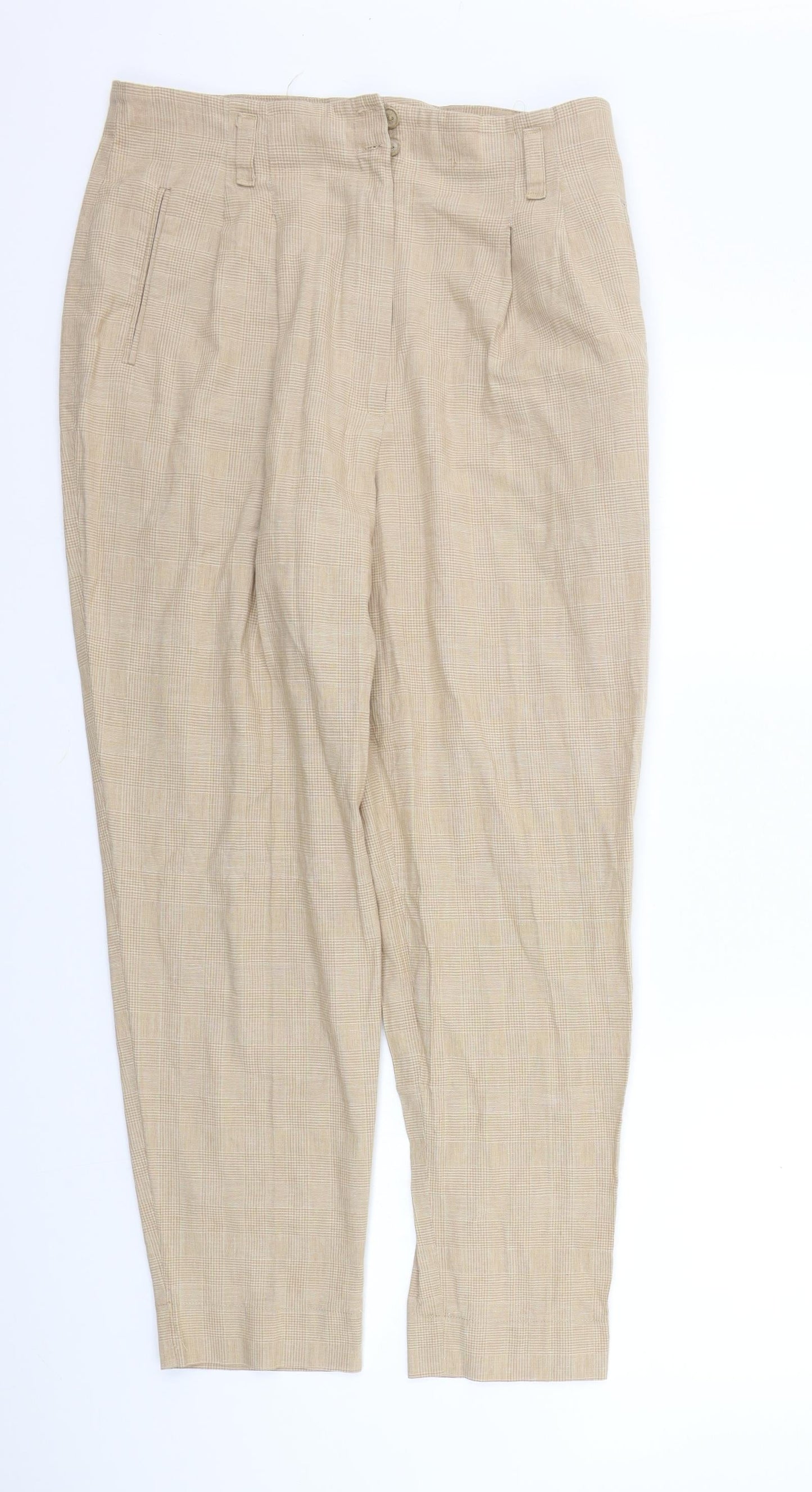 St michael Womens Beige Check  Trousers  Size 16 L26 in