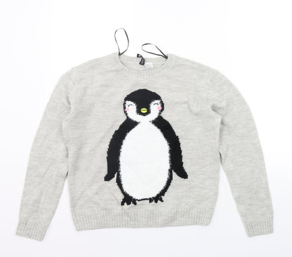 Womens UK Size XS Divided Grey Pullover Jumper