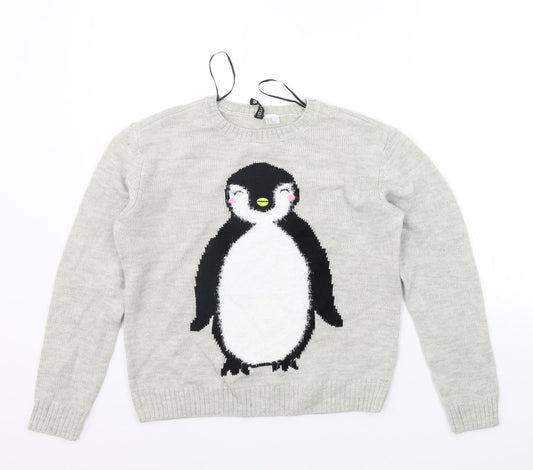 Womens UK Size XS Divided Grey Pullover Jumper