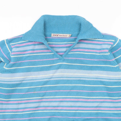 EWM Womens Blue Striped  Pullover Jumper Size M