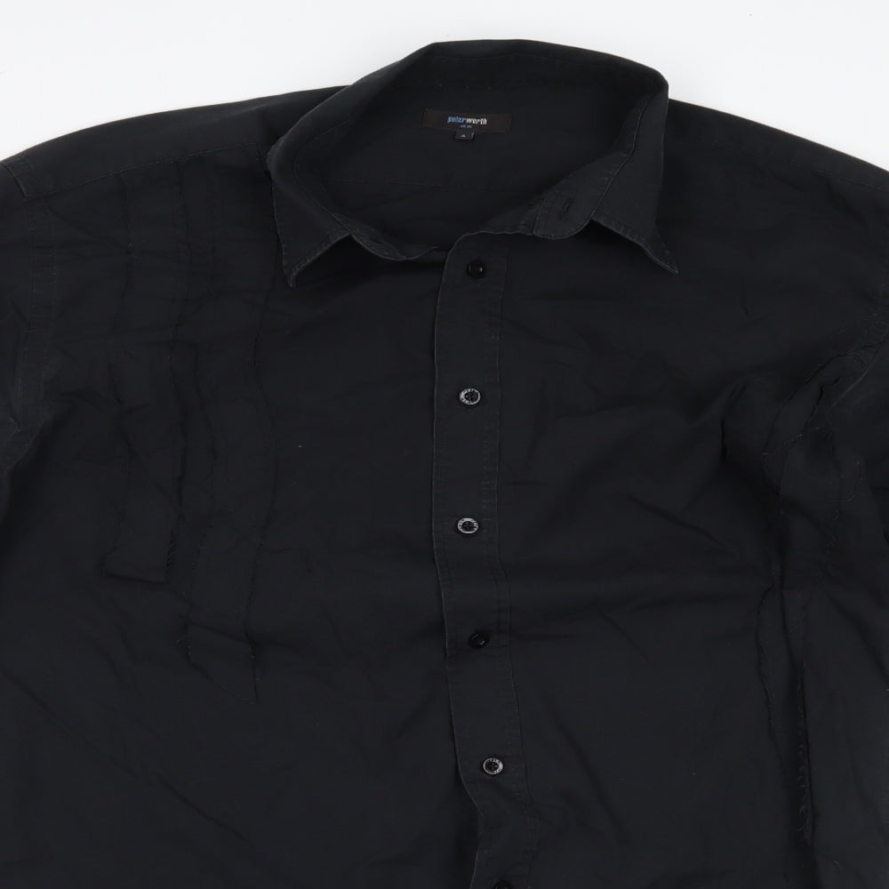 Mens UK Size 40 Peter Werth Black  Button-Up Long Sleeve Casual Shirt