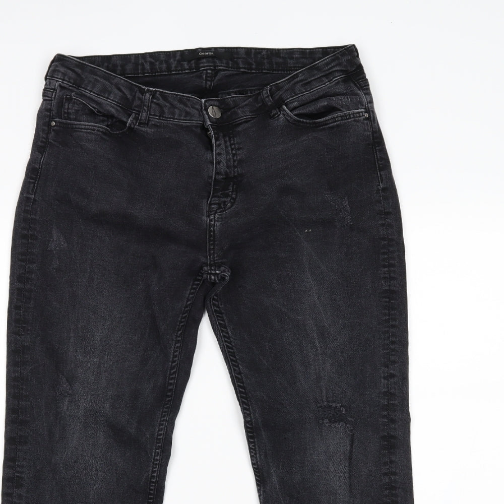 George Womens Black  Denim Skinny Jeans Size 10 L25 in