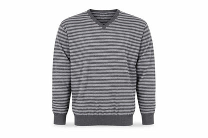 Dunnes Mens Grey Striped  Pullover Jumper Size M