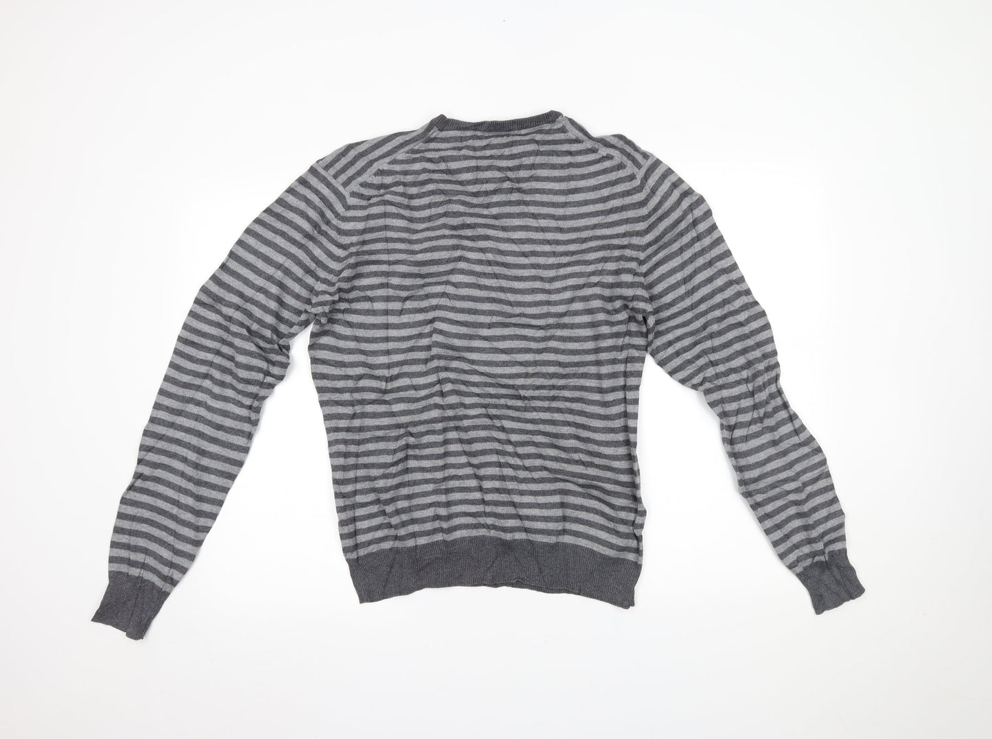 DUNNES Mens Grey Striped  Pullover Jumper Size M