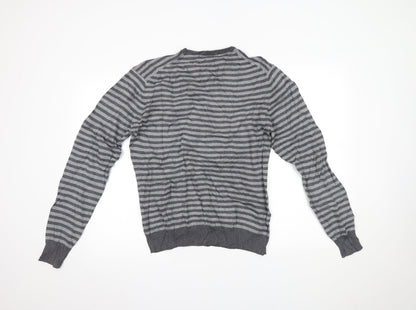 DUNNES Mens Grey Striped  Pullover Jumper Size M