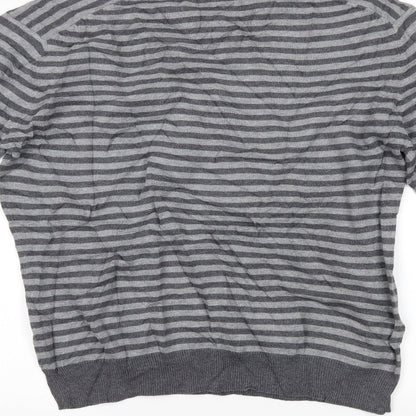 DUNNES Mens Grey Striped  Pullover Jumper Size M