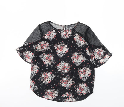 Primark Womens Black Floral  Basic Blouse Size 12
