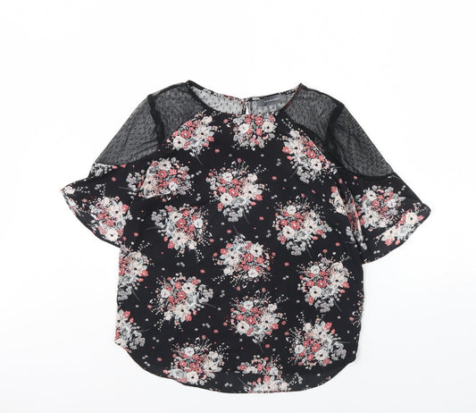 Primark Womens Black Floral  Basic Blouse Size 12