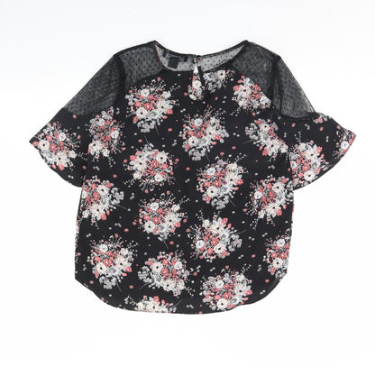 Primark Womens Black Floral  Basic Blouse Size 12