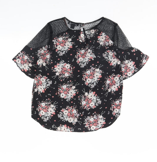 Primark Womens Black Floral  Basic Blouse Size 12