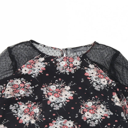 Primark Womens Black Floral  Basic Blouse Size 12