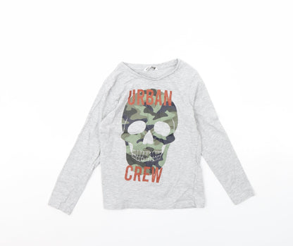 Pep & co Boys Grey   Basic T-Shirt Size 7 Years  - Skull