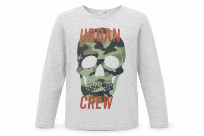 Pep & co Boys Grey   Basic T-Shirt Size 7 Years  - Skull