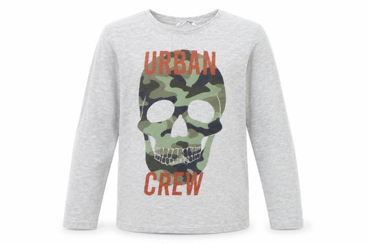Pep & co Boys Grey   Basic T-Shirt Size 7 Years  - Skull