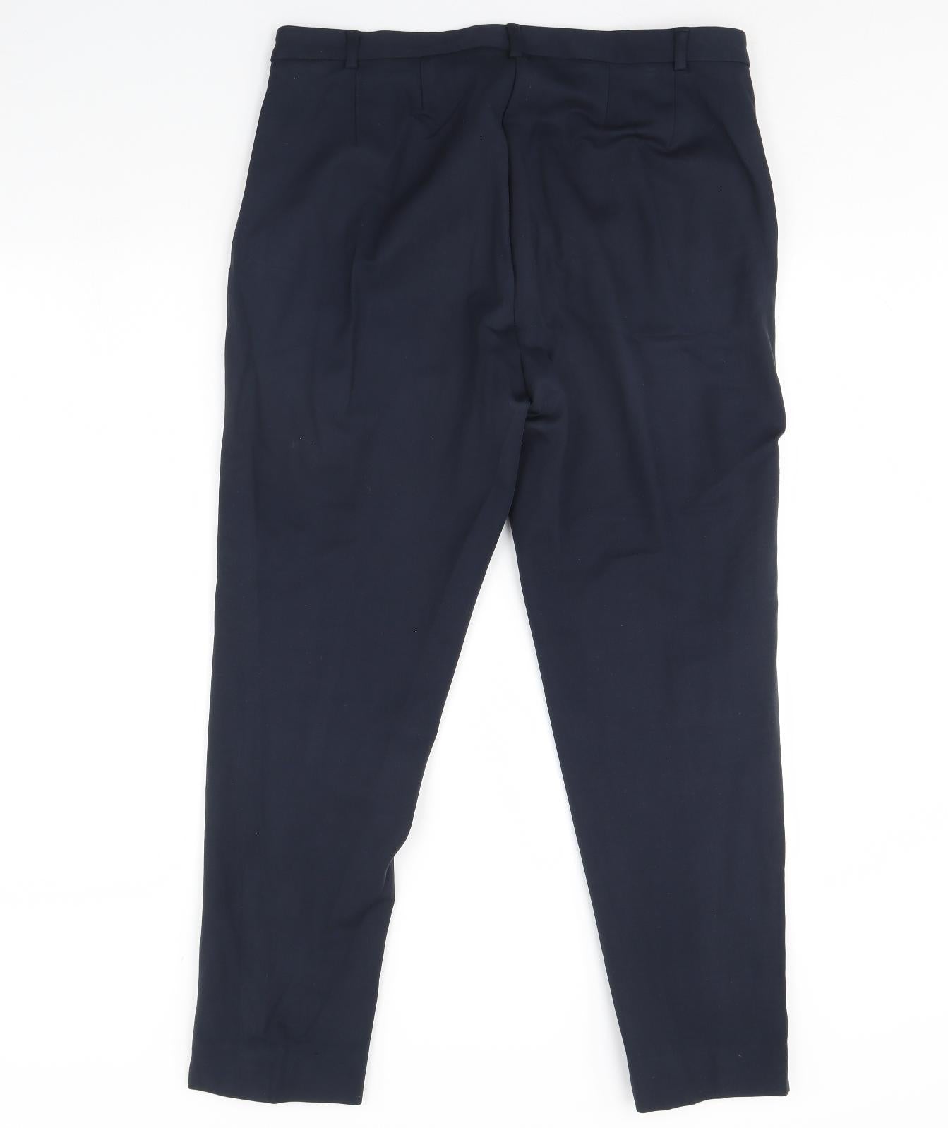 Womens UK Size 16 M&S Regular Fit Dress Pants Blue Trousers