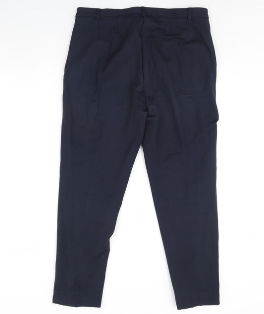 Womens UK Size 16 M&S Regular Fit Dress Pants Blue Trousers