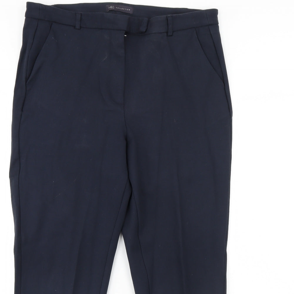 Womens UK Size 16 M&S Regular Fit Dress Pants Blue Trousers