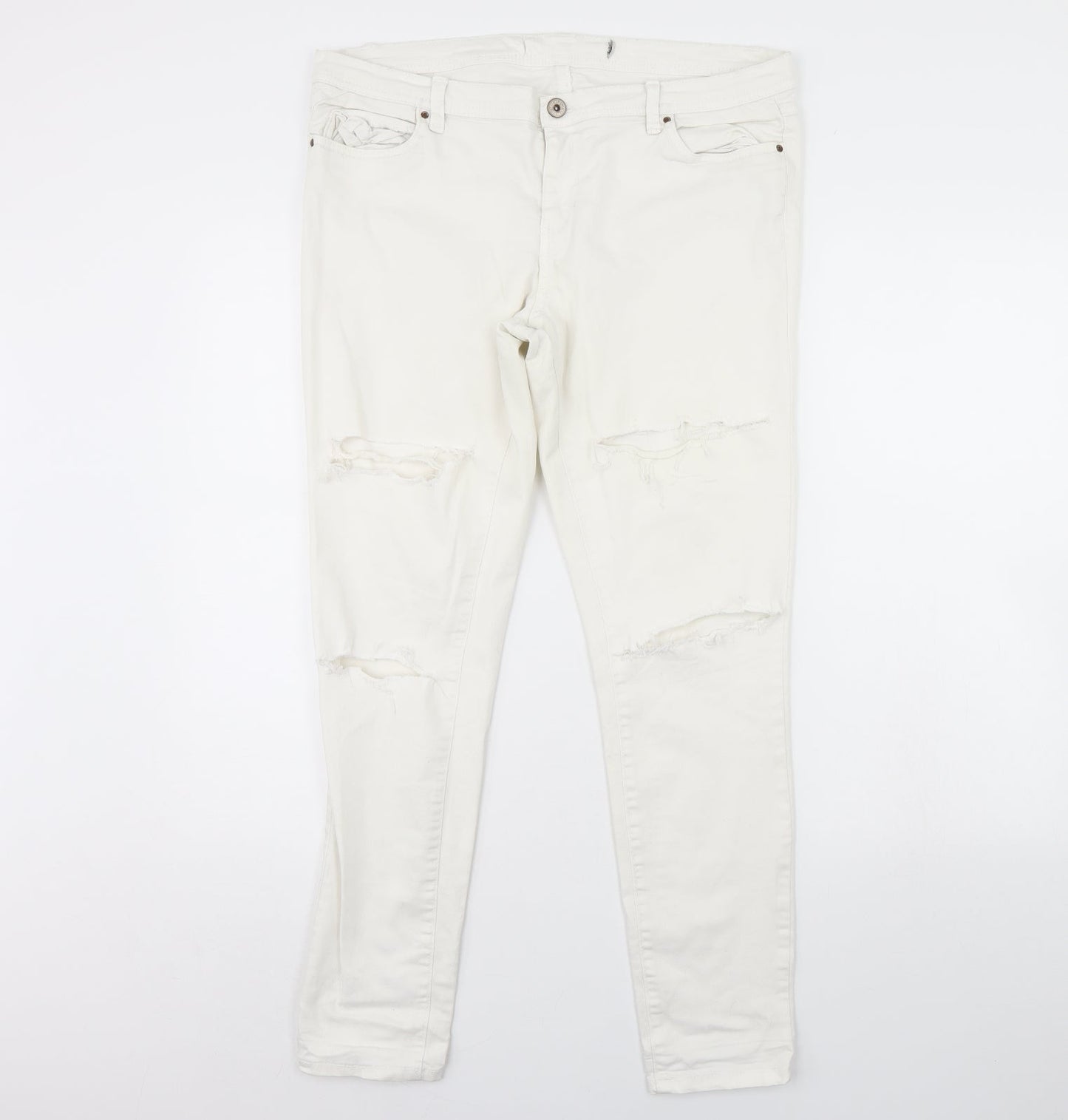 Womens UK Size 36 in Preworn Regular Fit Skinny Ivory Jeans