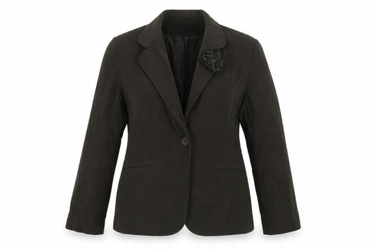 Front view of EVIE women’s brown jacket blazer, size UK 16