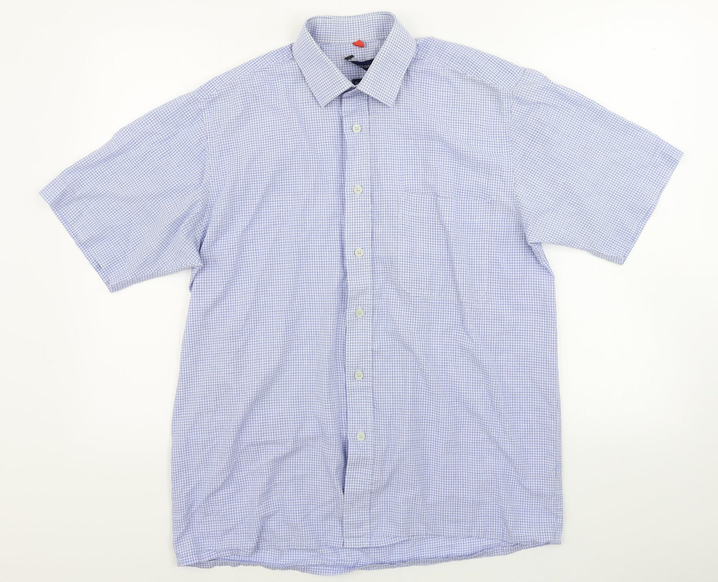 Tom Hagan Mens Blue Check   Button-Up Size M