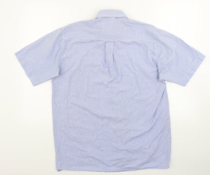 Tom Hagan Mens Blue Check   Button-Up Size M