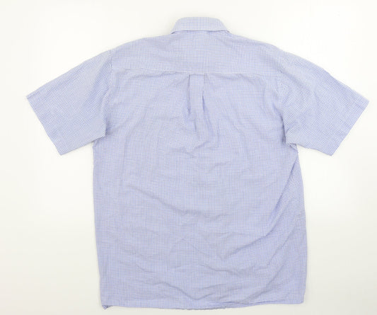 Tom Hagan Mens Blue Check   Button-Up Size M