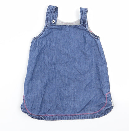 Nutmeg Baby Blue Animal Print  Pinafore/Dungaree Dress  Size 9-12 Months  - Nutmeg, Panda Face Logo