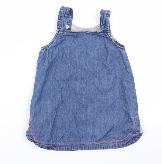 Nutmeg Baby Blue Animal Print  Pinafore/Dungaree Dress  Size 9-12 Months  - Nutmeg, Panda Face Logo