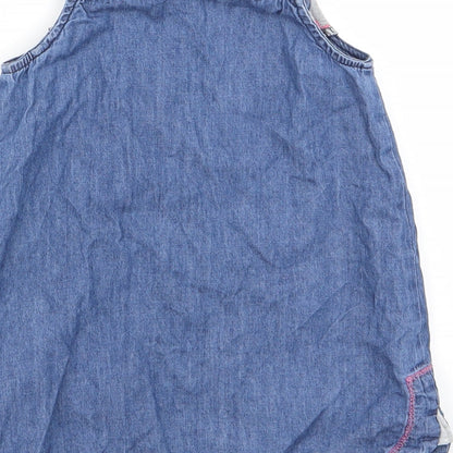 Nutmeg Baby Blue Animal Print  Pinafore/Dungaree Dress  Size 9-12 Months  - Nutmeg, Panda Face Logo