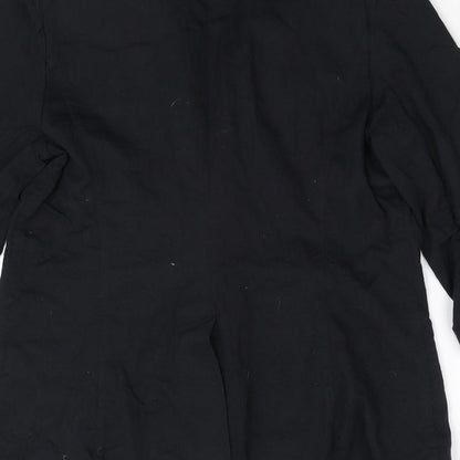 Kenji Womens Black  Ramie Jacket Blazer Size 14  - Embellished Collar