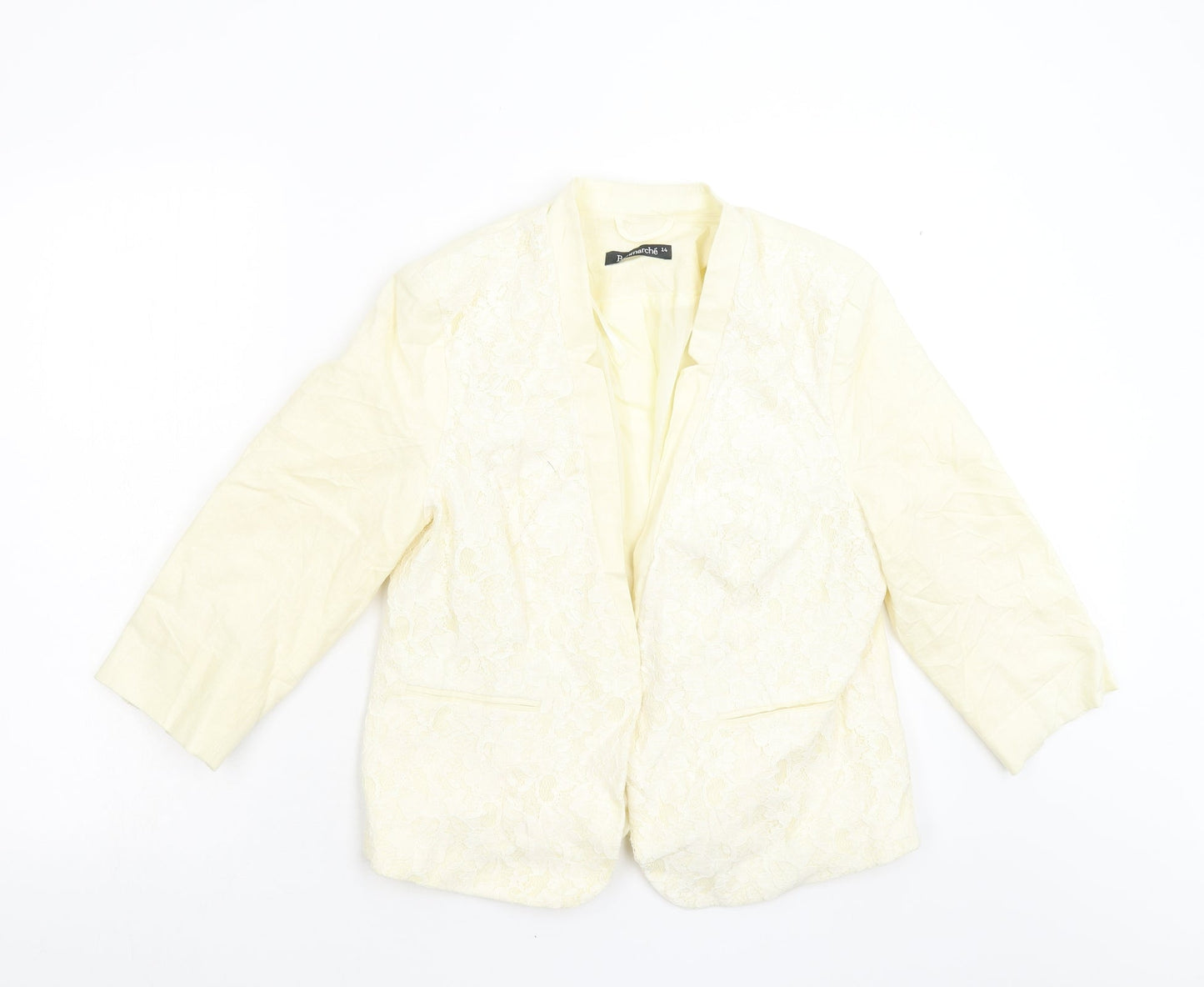 Bonmarché Womens Yellow Floral  Jacket Blazer Size 14