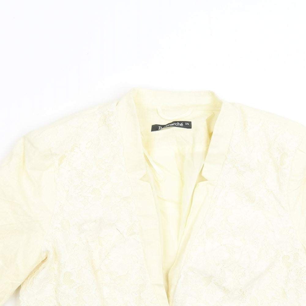Bonmarché Womens Yellow Floral  Jacket Blazer Size 14