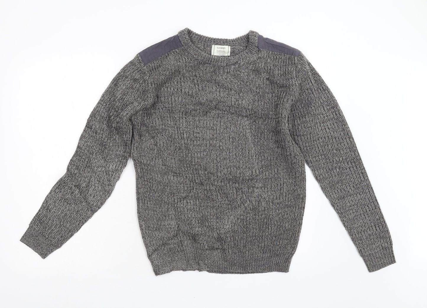 George Mens Grey  Knit Pullover Jumper Size S