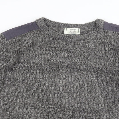 George Mens Grey  Knit Pullover Jumper Size S
