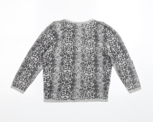 Limited collection Womens Grey Animal Print  Cardigan Jumper Size 10