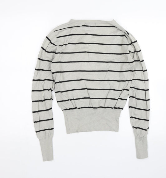 Miss Life Girls Grey Striped  Pullover Jumper Size XL