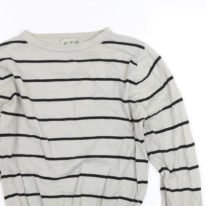 Miss Life Girls Grey Striped  Pullover Jumper Size XL