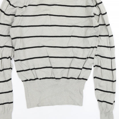 Miss Life Girls Grey Striped  Pullover Jumper Size XL