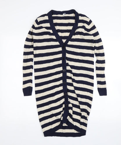 Womens UK Size XS Preworn Blue Cardigan Jumper