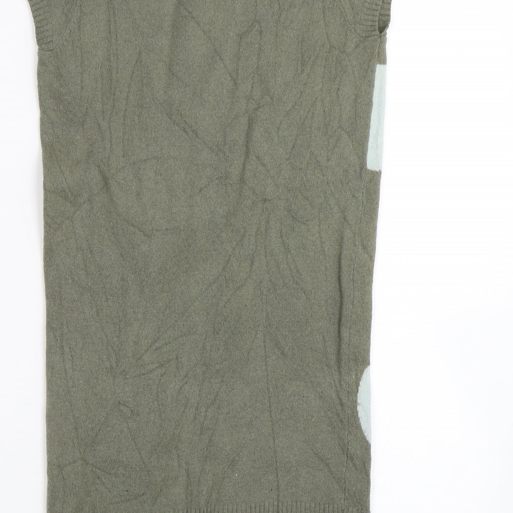 Womens UK Size 6 Divided Green Pullover Jumper