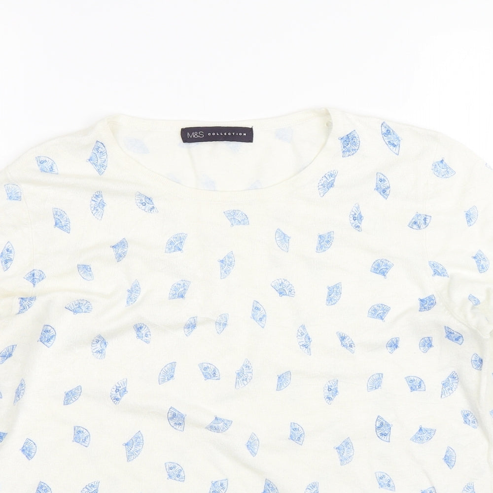Womens UK Size 14 M&S White Pullover Jumper