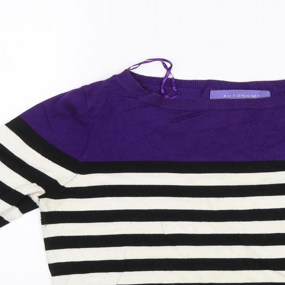 Autonomy Womens Purple Striped  Pullover Jumper Size 8