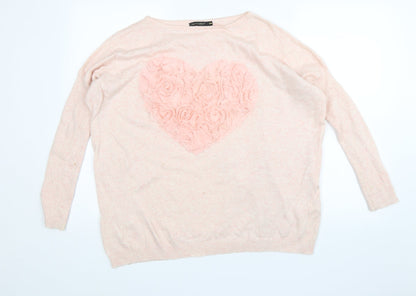 Womens UK Size S QED London Pink Pullover Jumper