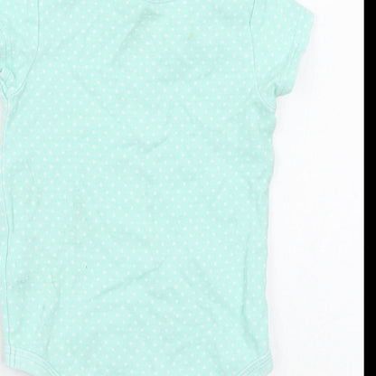 Bright Stars Baby Green Polka Dot  Romper One-Piece Size 6-9 Months