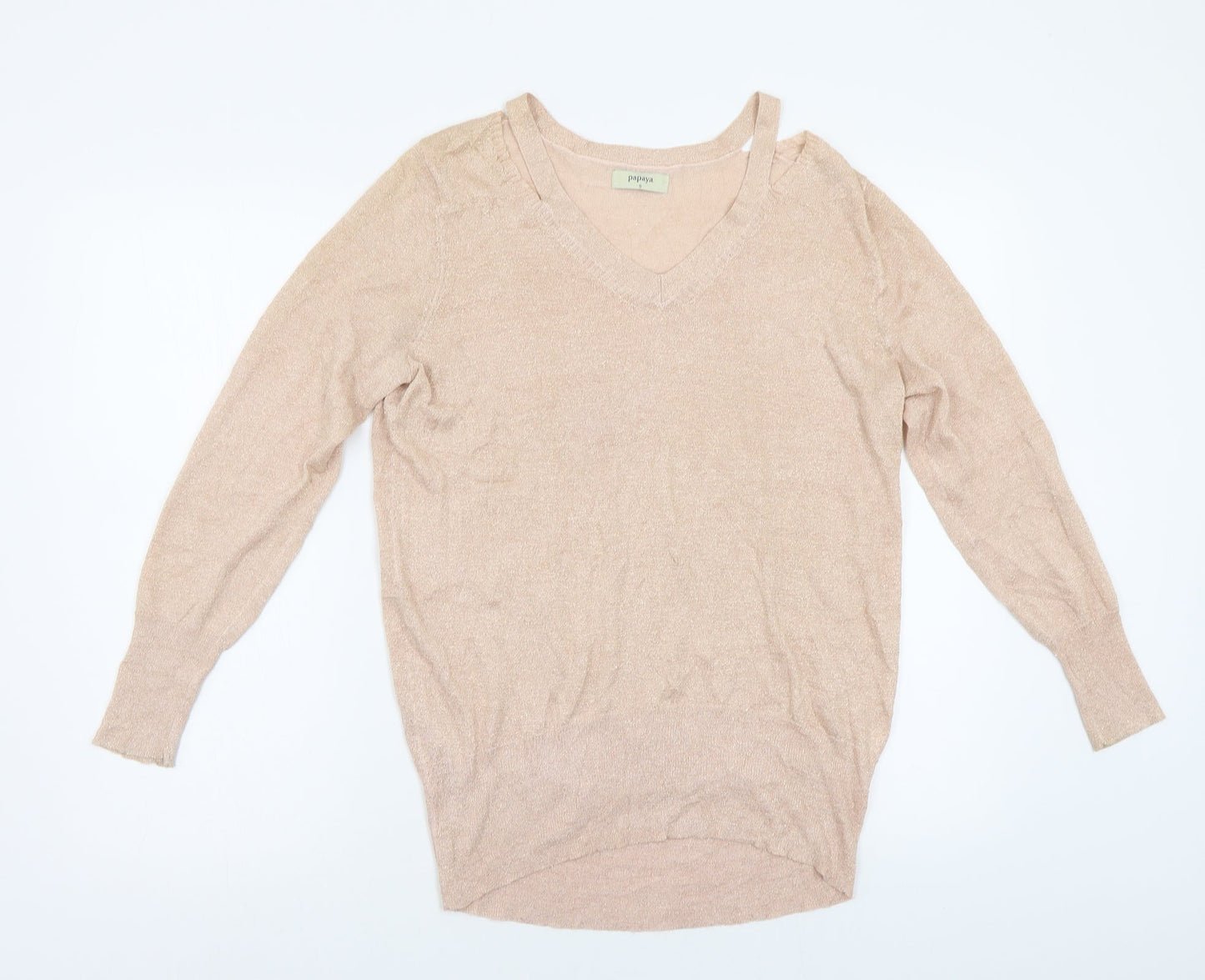 Womens UK Size S Papaya Pink Pullover Jumper