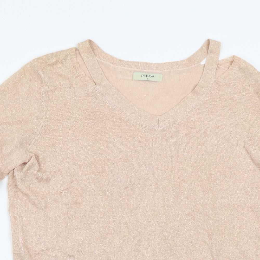 Womens UK Size S Papaya Pink Pullover Jumper