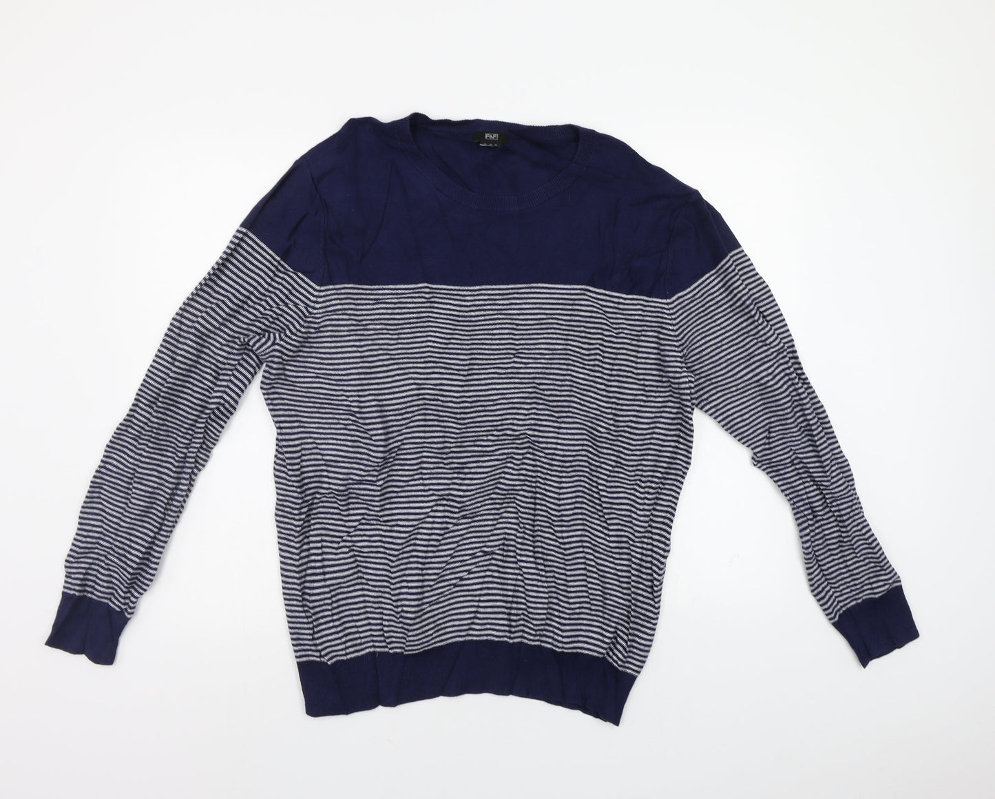 F&F Mens Blue Striped  Pullover Jumper Size XL